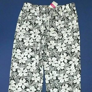 NWT New FRESH PRODUCE BLACK & WHITE Cabana Tropical Beach Lounge Pants L